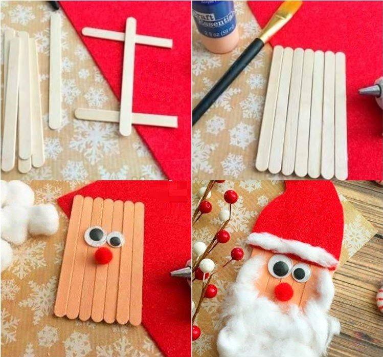 Père Noël à partir de bâtons - Bricolage de Noël à la maternelle