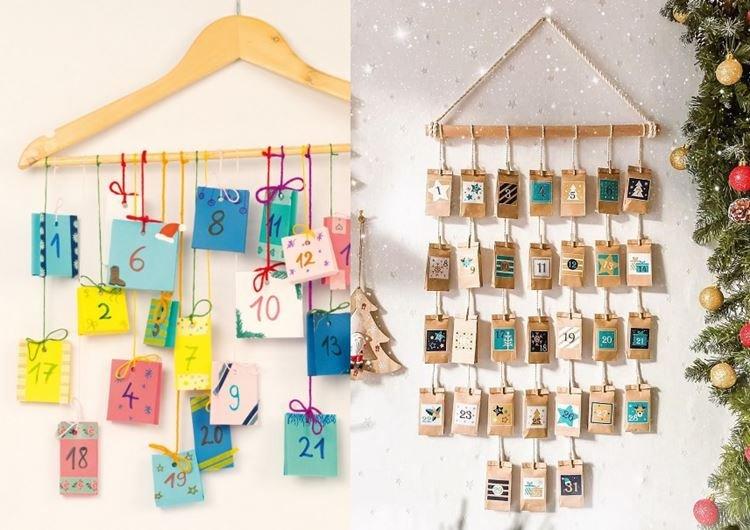 Calendrier de l'Avent de Noël DIY sur cintre