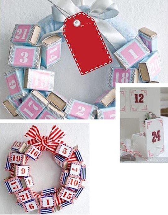 Calendrier de l'avent de Noël DIY en forme de couronne