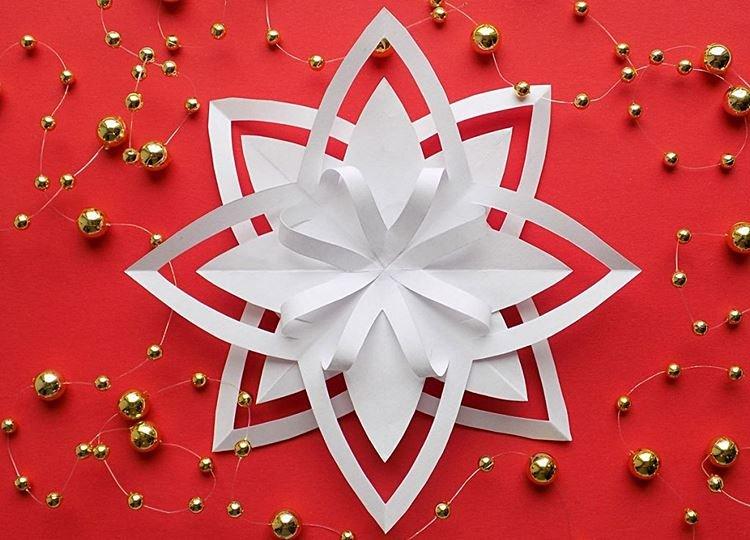 Flocon de neige en papier volumétrique DIY - photos et idées