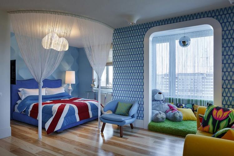 Bleu - La couleur du papier peint pour la pépinière