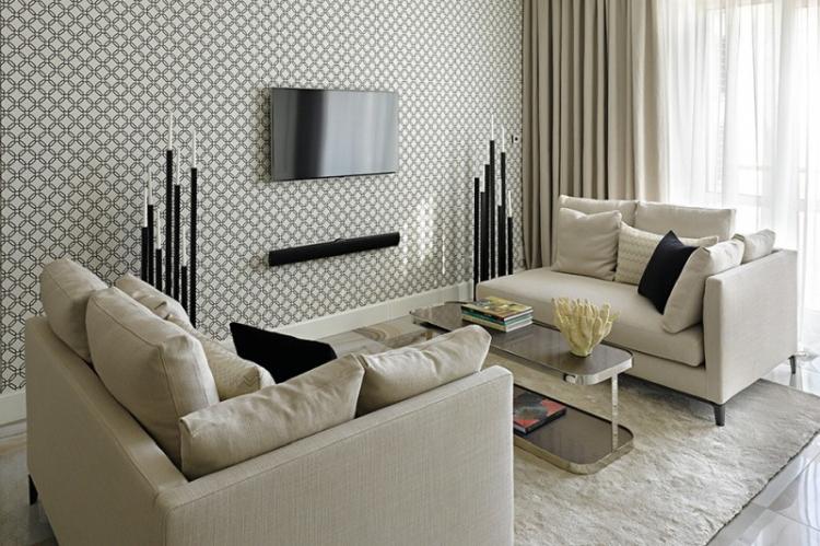 Papier peint pour le salon - photos et idées