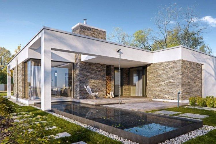 Maison à un étage avec toit plat - projets et photos