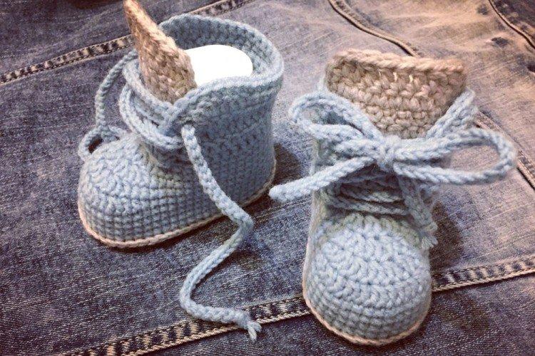 Bottines à lacets - Bottines au crochet pour nouveau-nés