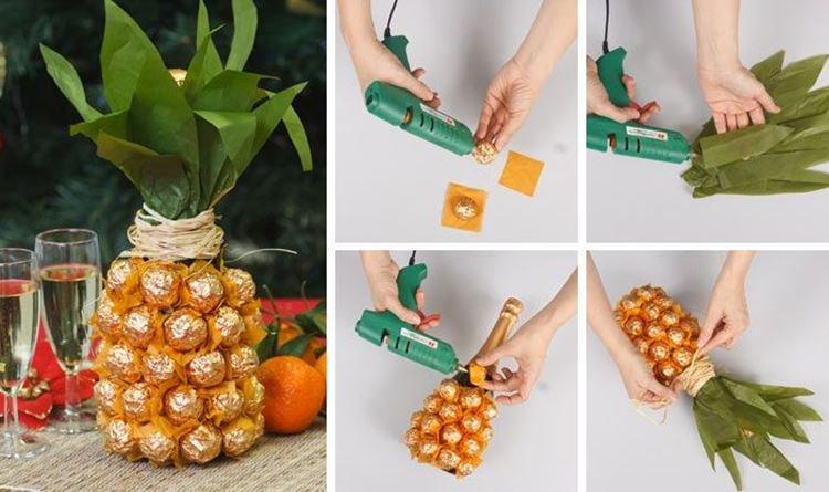 Ananas de bonbons - Cadeau de bricolage pour maman pour le nouvel an