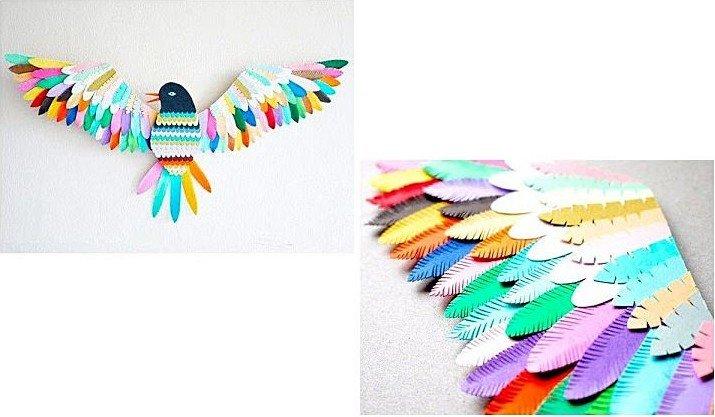 Plume d'oiseau - Artisanat en papier coloré pour les enfants