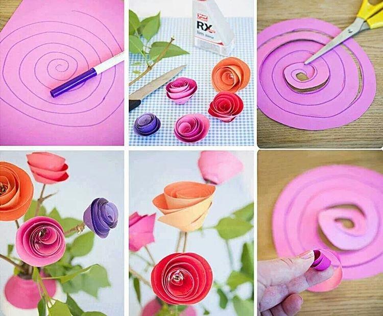 Rose en spirale - Artisanat en papier coloré pour les enfants