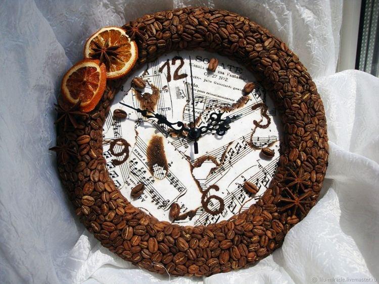 Horloge - Artisanat à partir de grains de café de vos propres mains