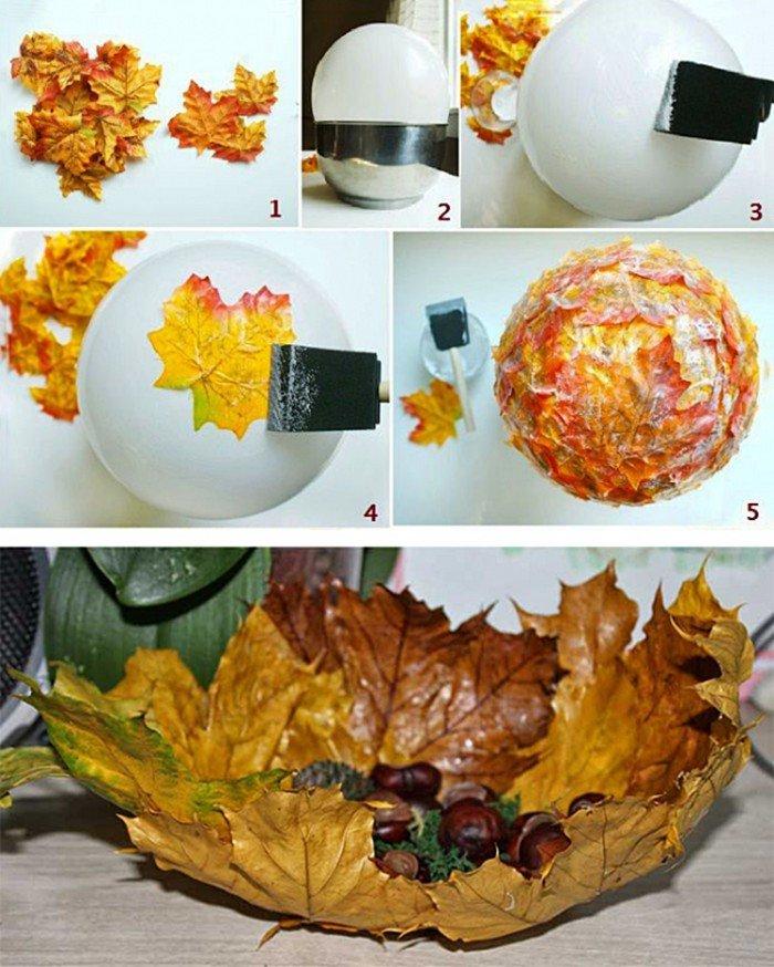 Support à feuilles décoratif - Artisanat à partir de feuilles d'automne pour les enfants