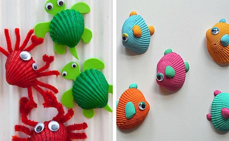 Monde sous-marin de coquillages - Artisanat à partir de matériaux naturels pour la maternelle