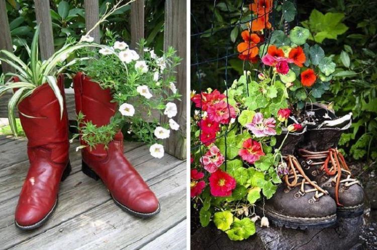 Beaux pots de fleurs à partir de vieilles chaussures - Bricolage à partir de vieilles choses
