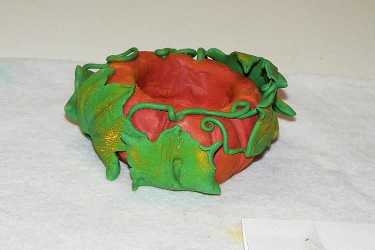 Bougeoir citrouille - Bougeoirs en pâte polymère DIY