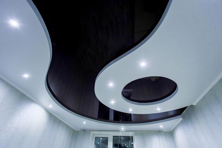 Plafonds en plaques de plâtre figurées dans le salon (hall)