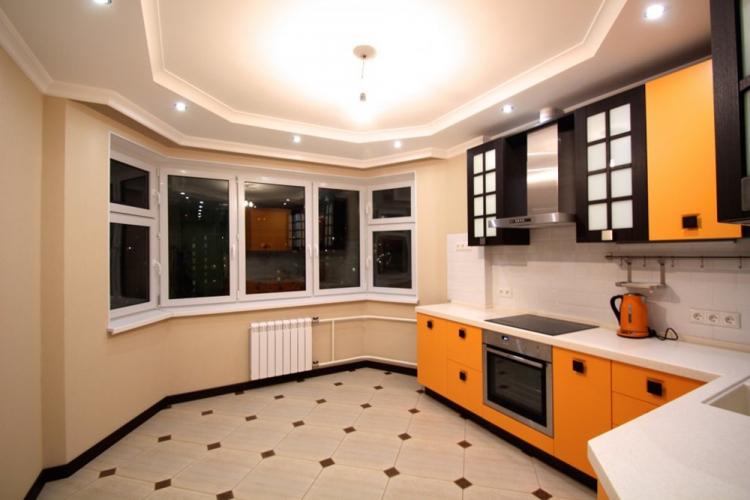 Plafond en plaques de plâtre dans la cuisine - idées de design photo