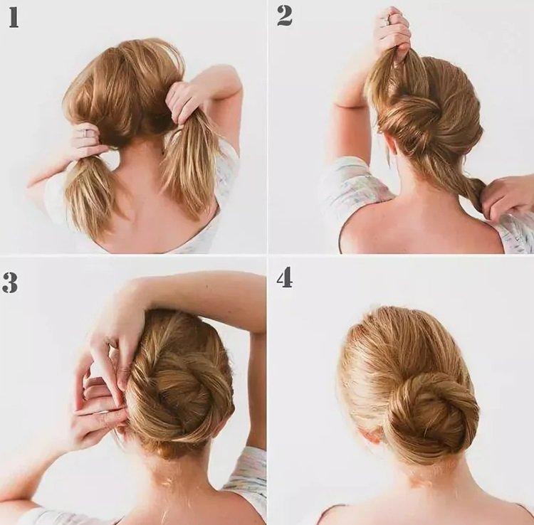 Le chignon le plus simple - Coiffures pour tous les jours pour cheveux mi-longs