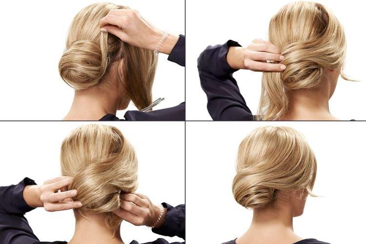 Un chignon élégant dans une vague - Coiffures pour tous les jours pour cheveux mi-longs