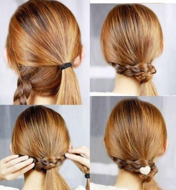 Queue de cheval asymétrique avec une tresse - Coiffures pour tous les jours pour cheveux mi-longs