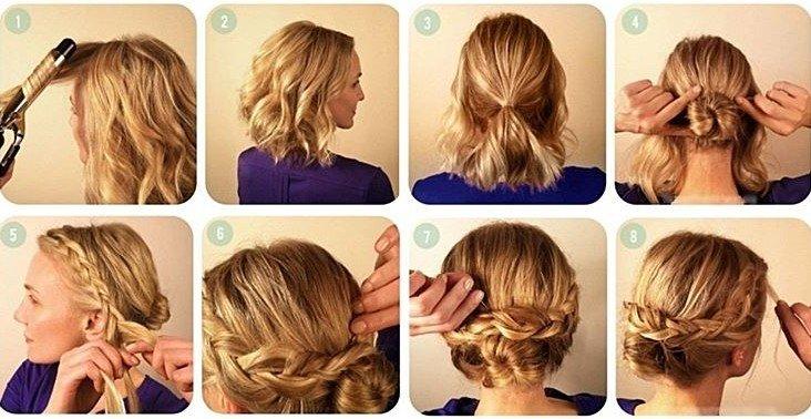 Chignon simple avec une tresse - Coiffures pour le nouvel an 2021 pour cheveux courts