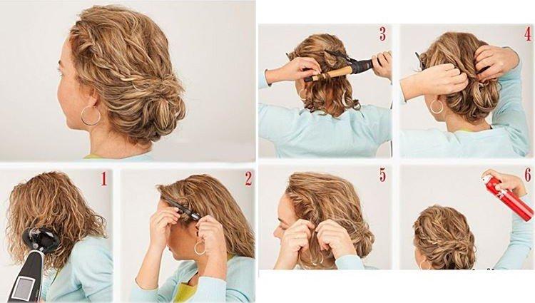 Un chignon avec des boucles - Coiffures pour le nouvel an 2021 pour cheveux courts