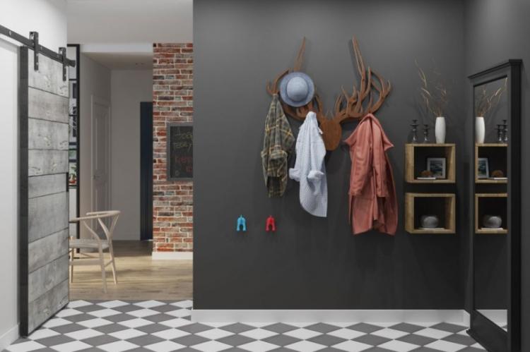 Couloir noir dans un style moderne - Design d'intérieur