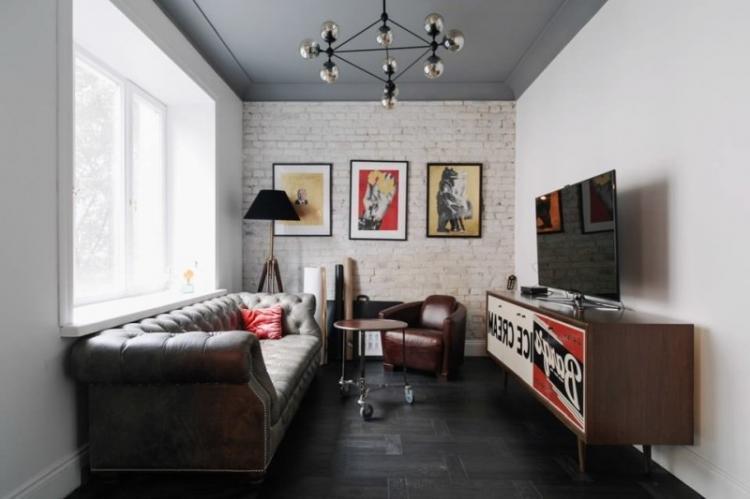 Lustre et lampes - design de salle rectangulaire