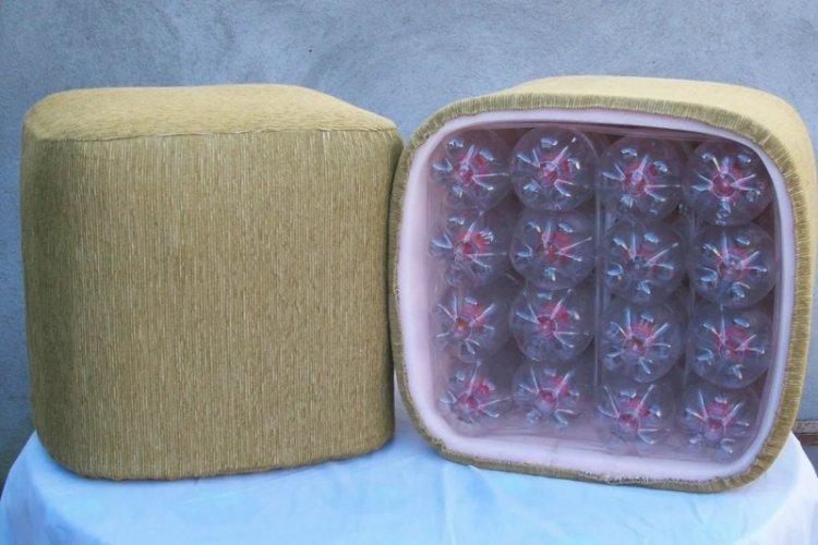 Pouf bricolage à partir de bouteilles en plastique - comment faire
