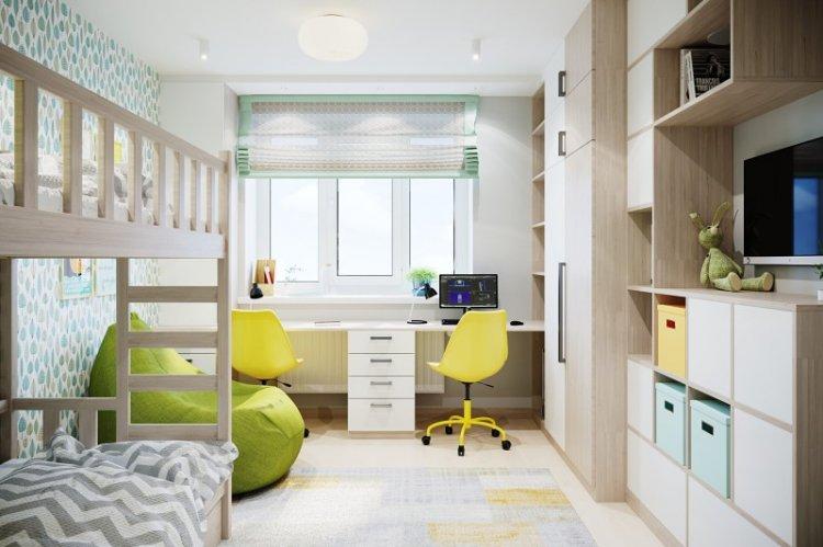 Stores romains dans la chambre des enfants - photo de design d'intérieur