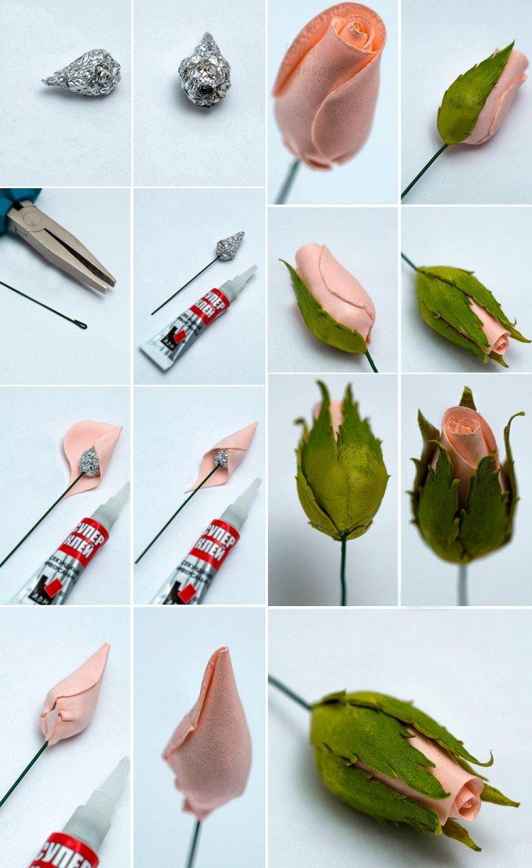 Bouton de rose à faire soi-même de foamiran