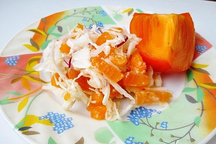 Salade de chou frais et kaki - recettes