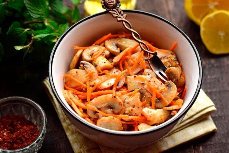 Salade coréenne de carottes et champignons - recettes