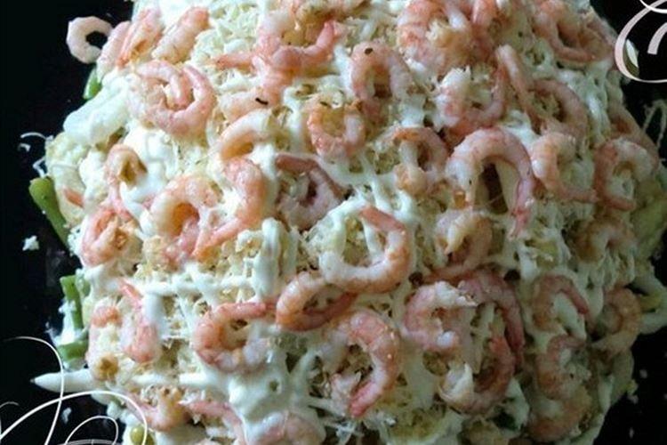 Salade de crevettes, calamars, haricots verts et petits pois - recettes