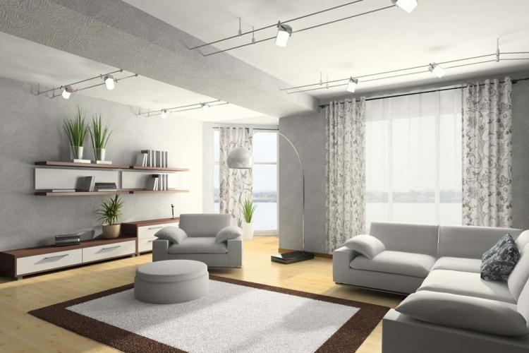 Couleur grise à l'intérieur du salon