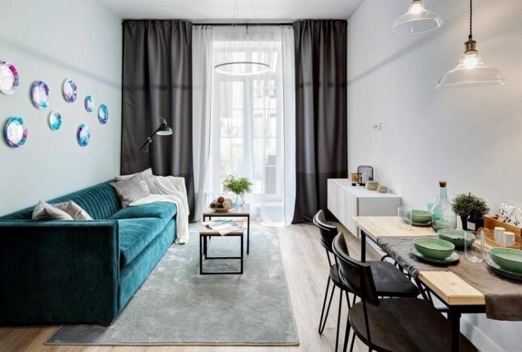 Rideaux occultants pour le salon dans un style moderne