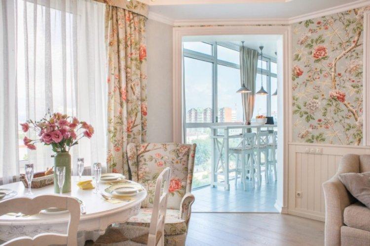 Combinaison de rideaux avec du papier peint - Rideaux dans le style provençal