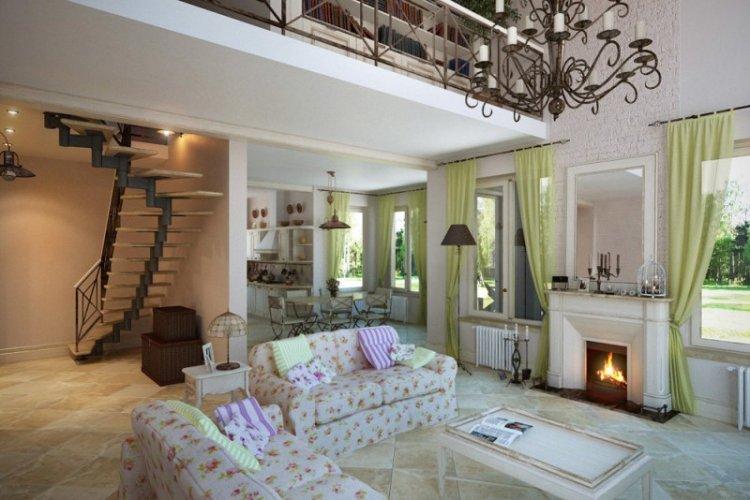 Rideaux de style provençal dans le salon, hall - conception de photo