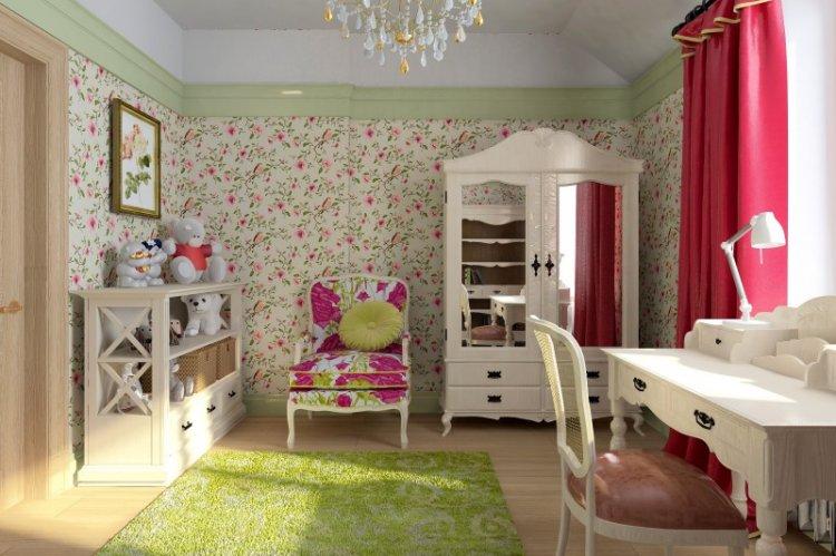 Rideaux de style provençal dans la chambre des enfants - conception de photos