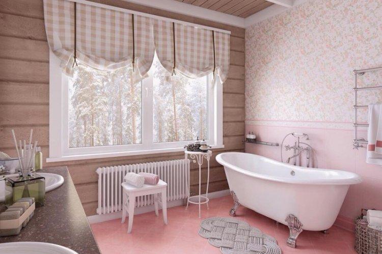 Rideaux de style provençal dans la salle de bain - conception de photo