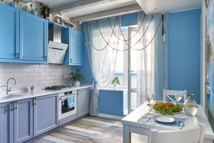 Couleur bleue à l'intérieur de la cuisine - photo