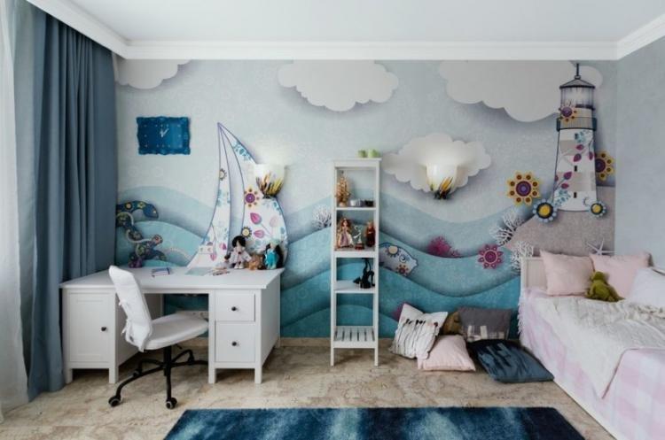Couleur bleue à l'intérieur de la chambre des enfants - photo