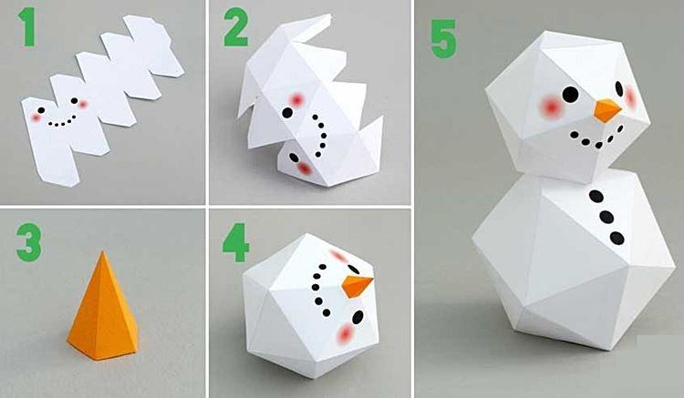 Bonhomme de neige en papier volumétrique DIY