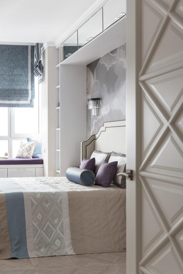 Chambre aux tons lavande - décoration d'intérieur