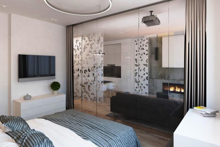 Cloisons vitrées dans la chambre - Design d'intérieur