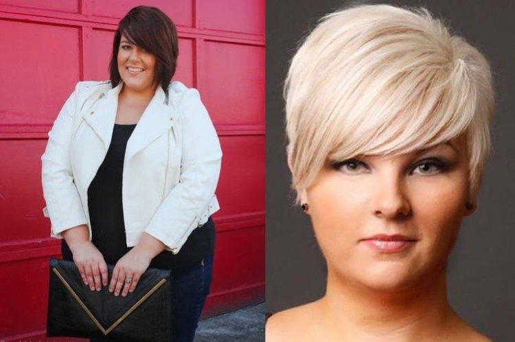 Longues boucles avec frange oblique - Coupes de cheveux pour femmes obèses