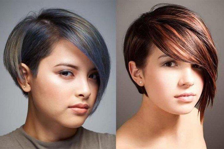 Coupe de cheveux asymétrique pour cheveux courts pour un visage rond