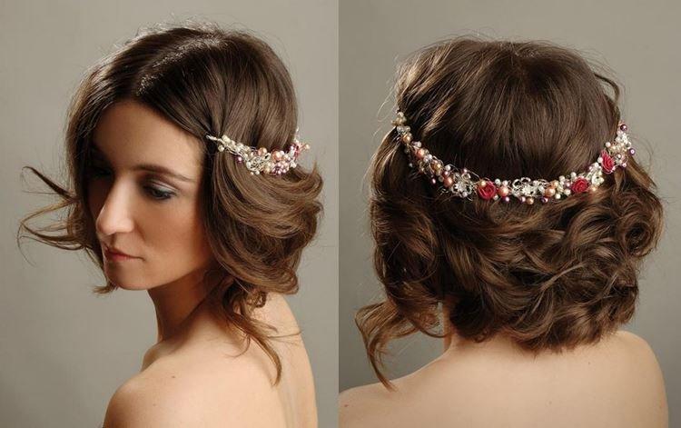 Boucles avec diadème pour cheveux indisciplinés - Coiffures de mariage pour cheveux courts