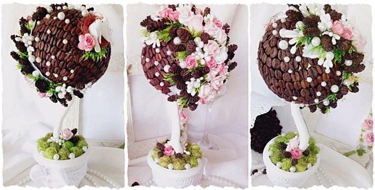 Topiaire de mariage à base de grains de café