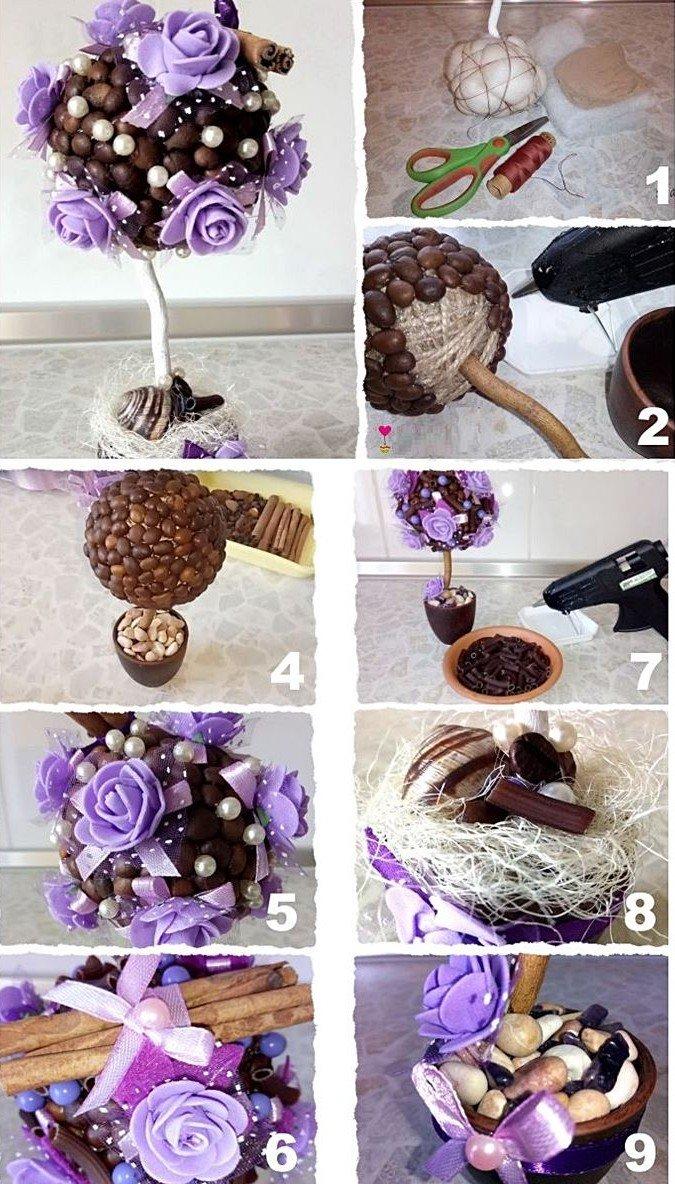 Topiaire de grains de café en fleurs en pierres