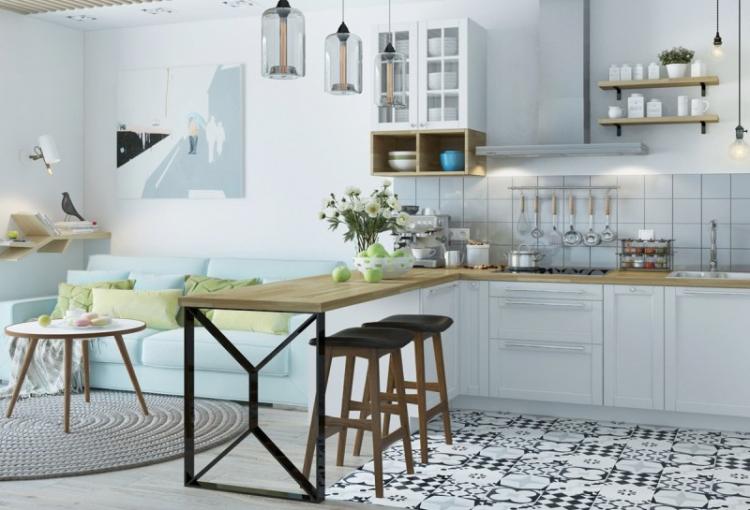 Cuisine d'angle style scandinave
