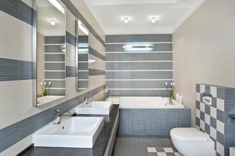 Salle de bain grise dans un style moderne - Design d'intérieur