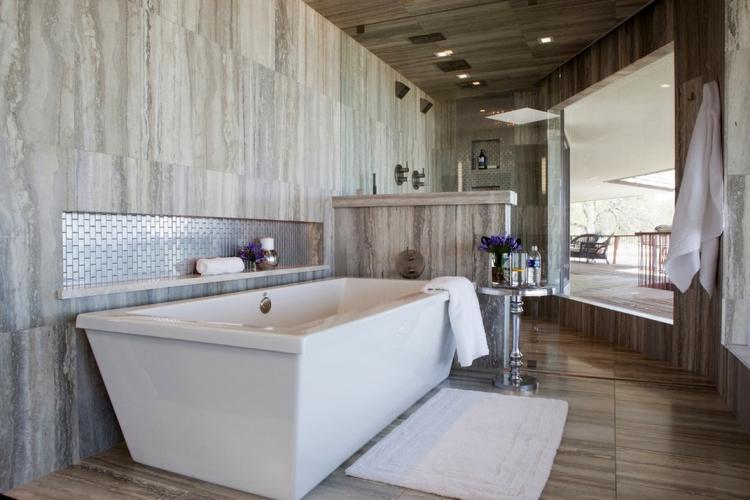Salle de bain grise dans un style moderne - Design d'intérieur